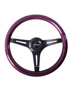 NRG Classic Wood Grain Steering Wheel (350mm) Purple Pearl/Flake Paint w/Black 3-Spoke Center buy in USA