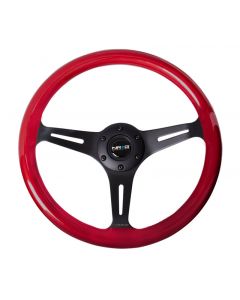 NRG Classic Wood Grain Steering Wheel (350mm) Red Pearl/Flake Paint w/Black 3-Spoke Center buy in USA