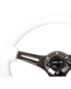 NRG Classic Wood Grain Steering Wheel (350mm) White Paint Grip w/Black 3-Spoke Center buy in USA