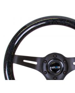 NRG Classic Wood Grain Steering Wheel (310mm) Black Sparkle w/Blk 3-Spoke Center buy in USA