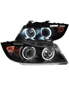 ANZO 2006-2008 BMW 3 Series E90-E91 Projector Headlights w/ Halo w/ LED Bar Black (CCFL) buy in USA