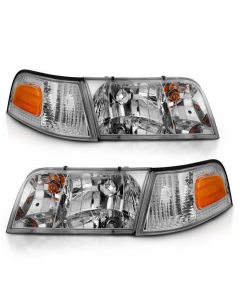 ANZO 1998-2005 Ford Crown Victoria Crystal Headlight Chrome With Bumper Light (OE) buy in USA