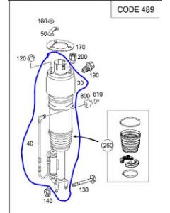 Pfand für Mercedes Luftfederbein Federbein Stoßdämpfer Airmatic W211 211 4Matic E-Klasse vorne rechts E500, A2113202038 70 buy in USA