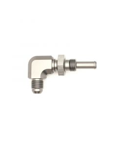 DeatschWerks 6AN Male Flare To 5/16in. Male Barb Bulkhead Adapter 90-Degree (Incl. Nut) buy in USA