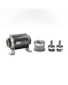 DeatschWerks Stainless Steel 5/16in 10 Micron Universal Inline Fuel Filter Housing Kit (70mm) buy in USA