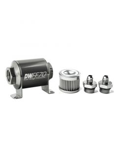 DeatschWerks Stainless Steel 6AN 10 Micron Universal Inline Fuel Filter Housing Kit (70mm) buy in USA