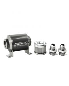 DeatschWerks Stainless Steel 8AN 10 Micron Universal Inline Fuel Filter Housing Kit (70mm) buy in USA