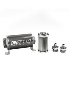 DeatschWerks Stainless Steel 6AN 5 Micron Universal Inline Fuel Filter Housing Kit (110mm) buy in USA