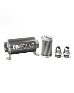 DeatschWerks Stainless Steel 10AN 10 Micron Universal Inline Fuel Filter Housing Kit (110mm) buy in USA