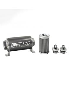 DeatschWerks Stainless Steel 6AN 100 Micron Universal Inline Fuel Filter Housing Kit (110mm) buy in USA