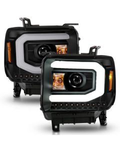 ANZO 2014-2015 GMC Sierra 1500 Projector Headlights w/ Light Bar Black Housing (Halogen Type) buy in USA