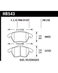 Hawk Audi A3/TT / VW EOS / Golf / Jetta / Passat / Rabbit DTC-60 Front Race Brake Pads buy in USA