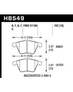 Hawk 07-08 Mazdaspeed3/06-07 Mazdaspeed6 HP+ Street Front Brake Pads buy in USA