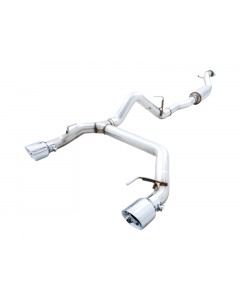 AWE Tuning 2021+ Ford Bronco 0FG Dual Rear Exit Exhaust w/Chrome Silver Tips & Bash Guard buy in USA