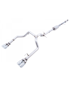 AWE Tuning 4th Gen GM 1500 5.3L 0FG Catback Split Rear Exit (w/ Bumper Cutouts) - Quad Chrome Tips buy in USA