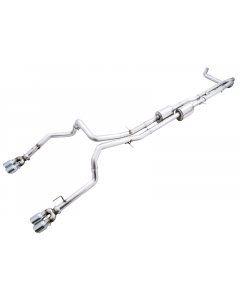 AWE Tuning 4th Gen GM 1500 6.2L 0FG Catback Split Rear Exit (w/ Bumper Cutouts) - Quad Chrome Tips buy in USA