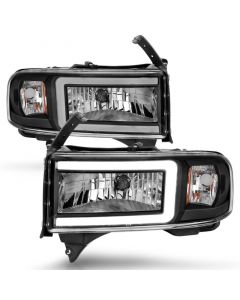 ANZO 94-02 Dodge RAM Crystal Headlight - w/ Light Bar Black Housing buy in USA