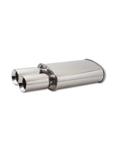 Vibrant StreetPower Oval Muffler w/ Dual 3.5in Round Tips Straight Cut Beveled Edge 2.5in inlet I.D. buy in USA