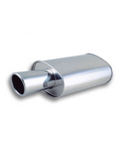 Vibrant StreetPower Turbo Oval Muffler with 4in Round Tip Angle Cut Rolled Edge - 3in inlet I.D. buy in USA