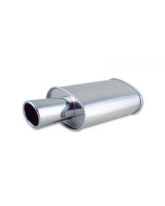 Vibrant StreetPower Oval Muffler with 4in Round Tip Angle Cut Rolled Edge - 2.5in inlet I.D. buy in USA