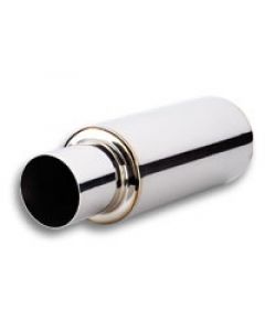 Vibrant TPV Turbo Round Muffler (23in Long) with 4in Round Tip Straight Cut - 3in inlet I.D. buy in USA