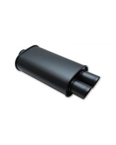 Vibrant StreetPower FLAT BLACK Oval Muffler with Dual 3in Outlets - 2.5in inlet I.D. buy in USA