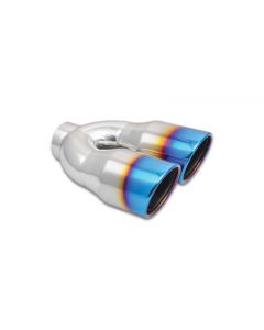 Vibrant 2.5in ID Dual 3.5in OD Round SS Tips (Single Wall Angle Cut) w/Burnt Blue Finish buy in USA