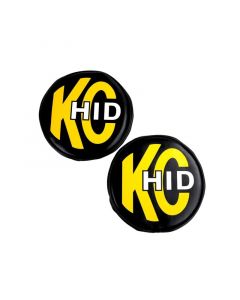 KC HiLiTES 8in. Round Soft Cover HID (Pair) - Black w/Yellow Brushed KC Logo buy in USA