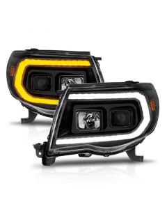 ANZO 05-11 Toyota Tacoma Projector Headlights w/Light Bar Switchback Black Housing buy in USA