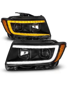 ANZO 11-13 Jeep Grand Cherokee (Factory Halogen Only) Projector Headlights w/Light Bar Swtchbk Black buy in USA