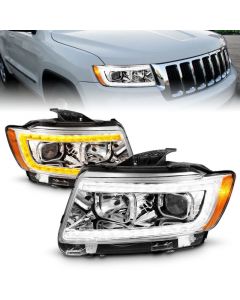 ANZO 11-13 Jeep Grand Cherokee (Factory Halogen Only) Projector Headlights w/Light Bar Swchbk Chrome buy in USA