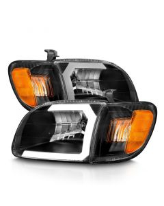 ANZO 00-04 Toyota Tundra (Fits Reg/Acc Cab Only) Crystal Headlights w/Light Bar Black w/Corner Light buy in USA