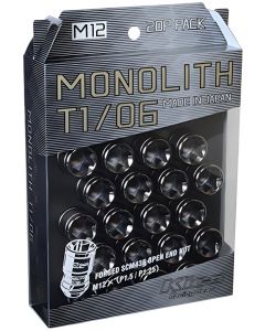 Project Kics 12 x 1.5 Glorious Black T1/06 Monolith Lug Nuts - 20 Pcs buy in USA