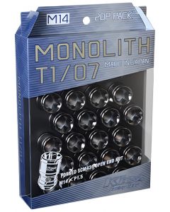 Project Kics 14 x 1.5 Glorious Black T1/07 Monolith Lug Nuts - 20 Pcs buy in USA