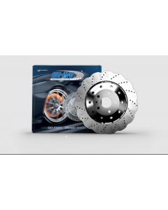 SHW 14-18 Audi RS7 4.0L Front Drilled-Dimpled Lightweight Wavy Brake Rotor (4G0615301AH) buy in USA