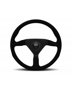 Momo Montecarlo Alcantara Steering Wheel 320 mm - Black/Black Stitch/Black Spokes buy in USA