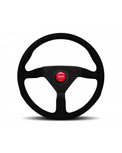 Momo Montecarlo Alcantara Steering Wheel 320 mm - Black/Red Stitch/Black Spokes buy in USA