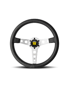 Momo Prototipo Steering Wheel 350 mm - Black Leather/White Stitch/Brshd Spokes buy in USA