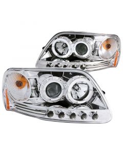 ANZO 1997.5-2003 Ford F-150 Projector Headlights w/ Halo and LED Chrome 1pc buy in USA