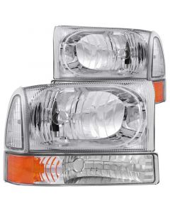 ANZO 2000-2004 Ford Excursion Crystal Headlights Chrome w/ Corner Lights 2pc buy in USA