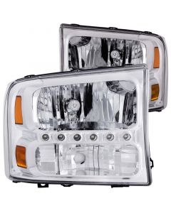 ANZO 2000-2004 Ford Excursion Crystal Headlights Chrome w/ LED 1pc buy in USA