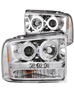 ANZO 2005-2007 Ford Excursion Projector Headlights w/ Halo Chrome w/ LED Strip (CCFL) 1pc buy in USA