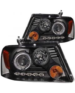 ANZO 2004-2008 Ford F-150 Projector Headlights w/ Halo and LED Black G2 buy in USA