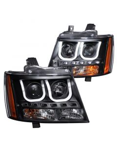 ANZO 2007-2013 Chevrolet Avalanche Projector Headlights w/ U-Bar Black buy in USA