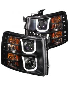 ANZO 2007-2013 Chevrolet Silverado 1500 Projector Headlights w/ U-Bar Black buy in USA