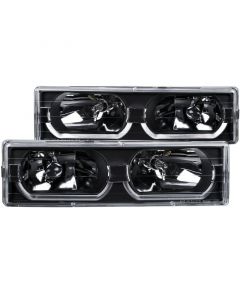 ANZO 1988-1998 Chevrolet C1500 Crystal Headlights Black w/ Low - Brow buy in USA