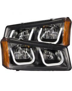 ANZO 2003-2006 Chevrolet Silverado 1500 Projector Headlights w/ U-Bar Black buy in USA