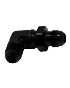 DeatschWerks 8AN Male Flare to 8AN Male Flare Bulkhead Adapter 90-Degree - Anodized Matte Black buy in USA