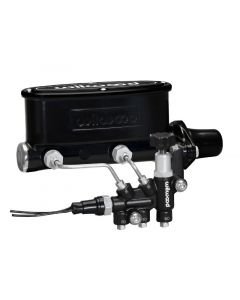 Wilwood HV Tandem M/C Kit w L/H Bracket & Prop Valve - 1 1/8in Bore Black buy in USA