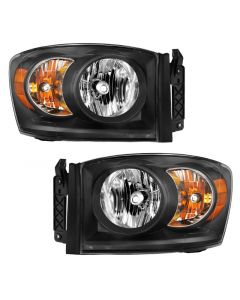 ANZO 2006-2009 Dodge Ram 1500 Crystal Headlight Black Amber buy in USA